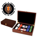 Poker chips set with Mahogany wood case - 200 Full Color 8 Stripe chips